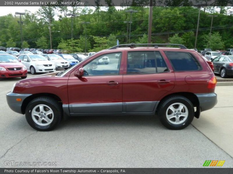 Merlot / Gray 2002 Hyundai Santa Fe LX AWD