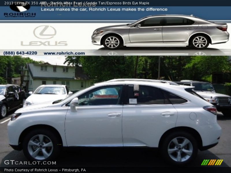 Starfire White Pearl / Saddle Tan/Espresso Birds Eye Maple 2013 Lexus RX 350 AWD