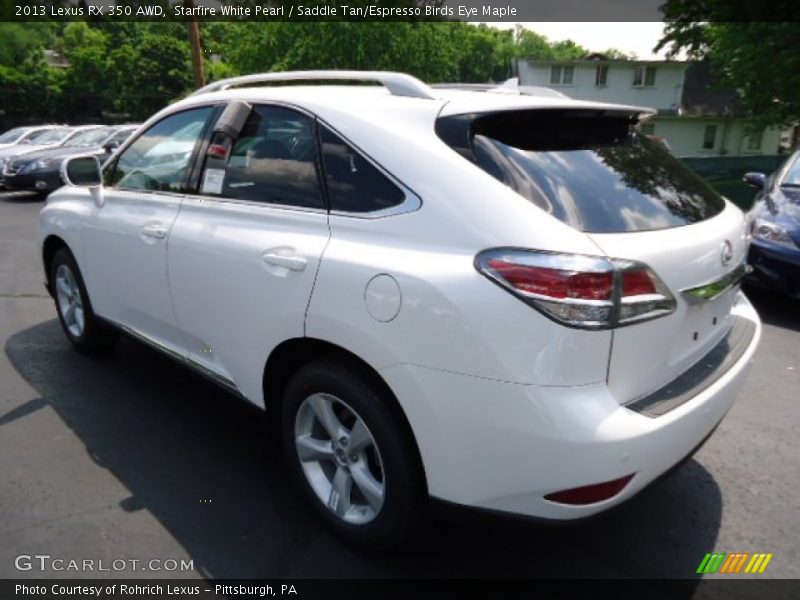 Starfire White Pearl / Saddle Tan/Espresso Birds Eye Maple 2013 Lexus RX 350 AWD