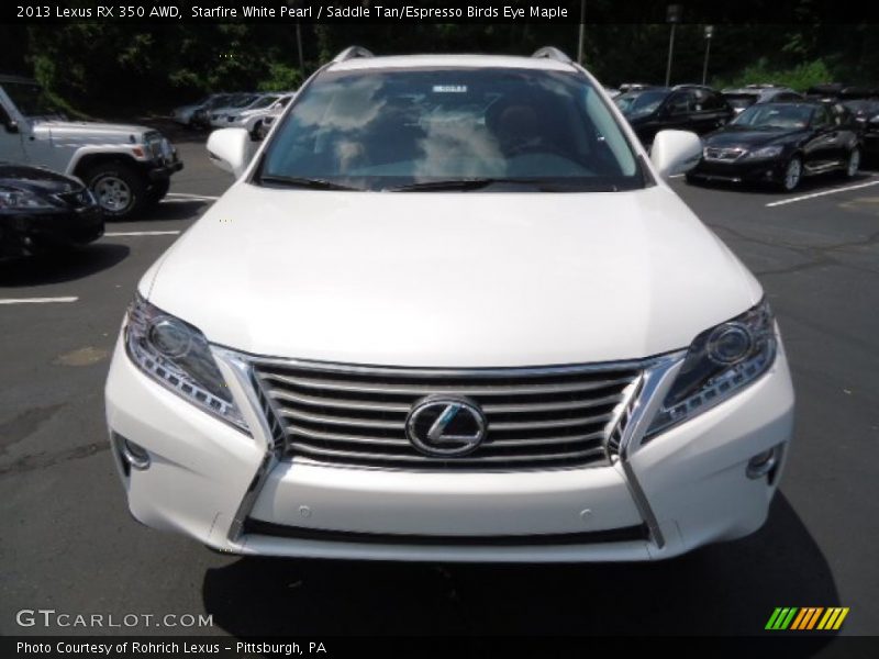 Starfire White Pearl / Saddle Tan/Espresso Birds Eye Maple 2013 Lexus RX 350 AWD