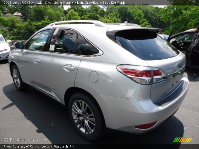 Silver Lining Metallic / Light Gray/Ebony Birds Eye Maple 2013 Lexus RX 450h AWD