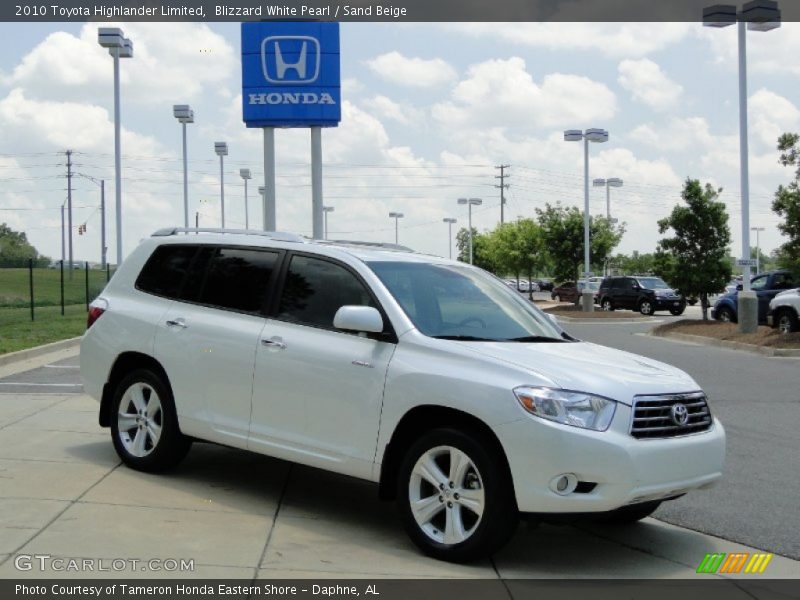 Blizzard White Pearl / Sand Beige 2010 Toyota Highlander Limited