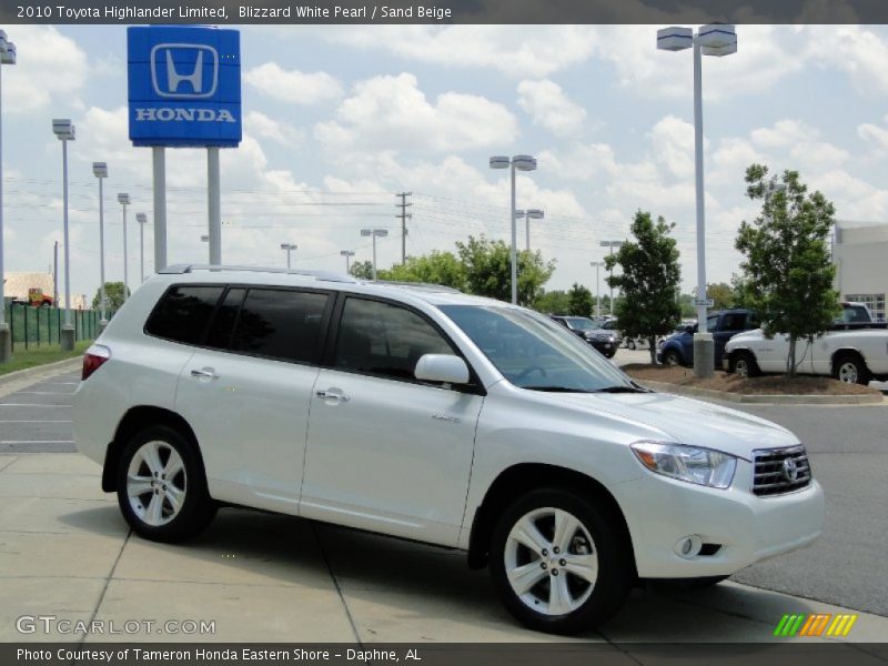 Blizzard White Pearl / Sand Beige 2010 Toyota Highlander Limited