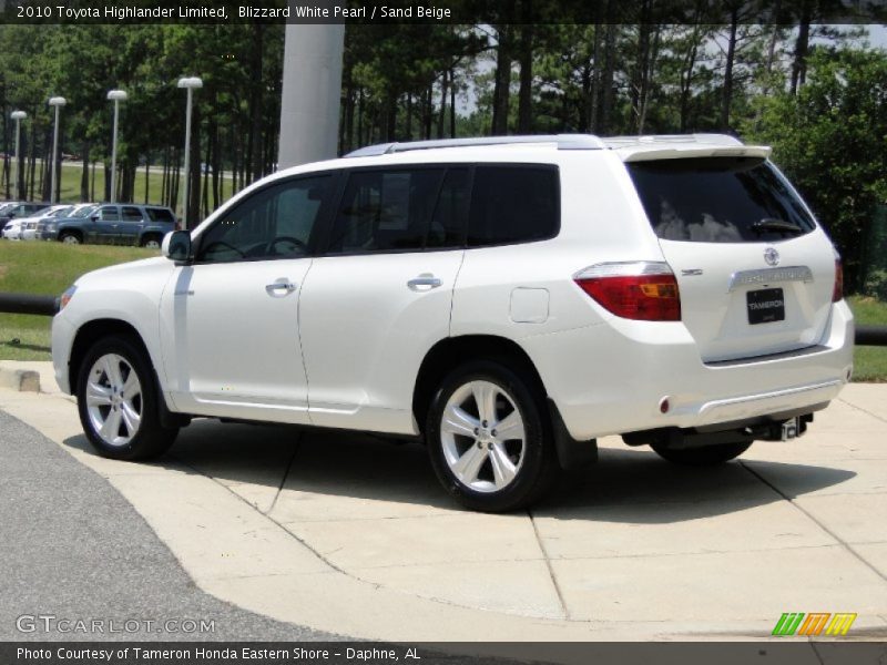 Blizzard White Pearl / Sand Beige 2010 Toyota Highlander Limited