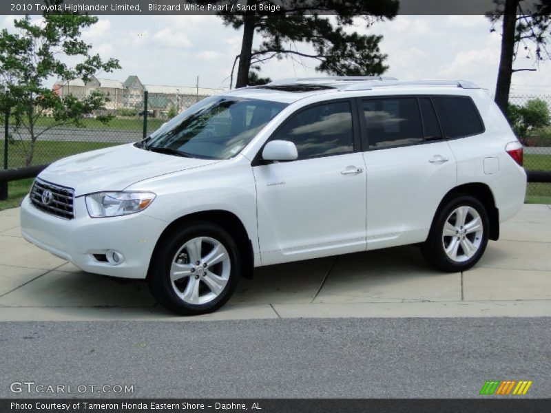 Blizzard White Pearl / Sand Beige 2010 Toyota Highlander Limited