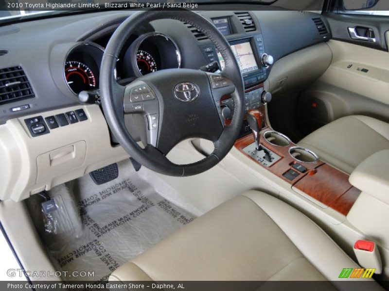 Blizzard White Pearl / Sand Beige 2010 Toyota Highlander Limited