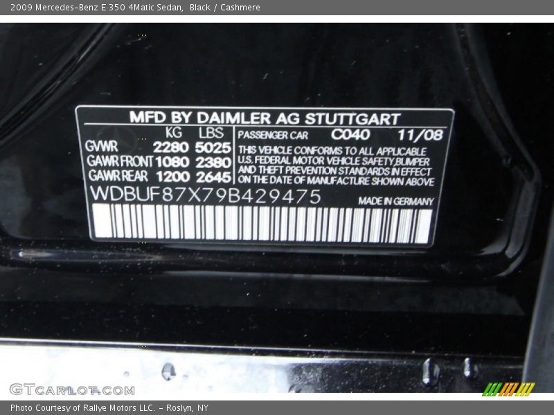 Black / Cashmere 2009 Mercedes-Benz E 350 4Matic Sedan