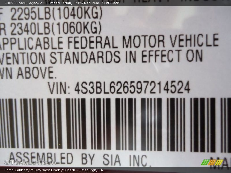 Ruby Red Pearl / Off Black 2009 Subaru Legacy 2.5i Limited Sedan