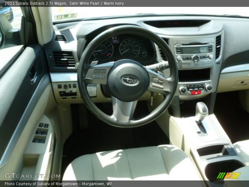 Satin White Pearl / Warm Ivory 2011 Subaru Outback 2.5i Wagon