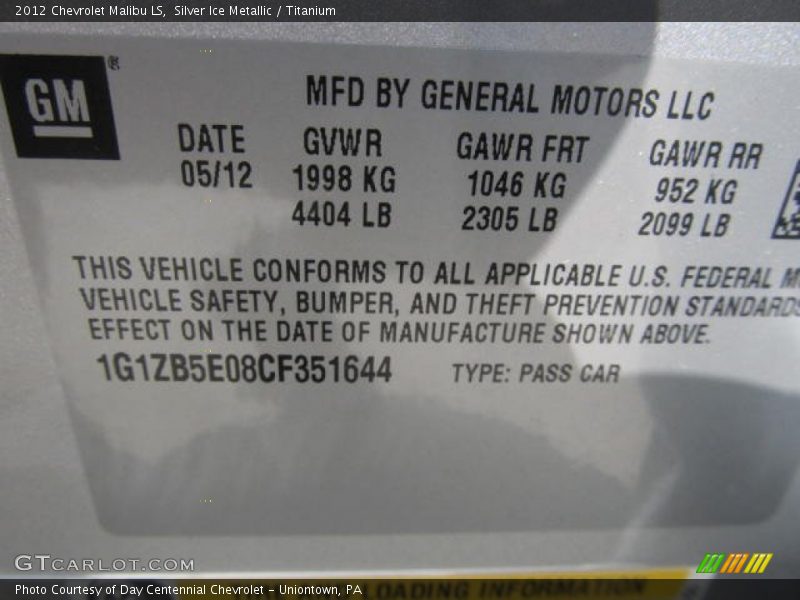 Silver Ice Metallic / Titanium 2012 Chevrolet Malibu LS