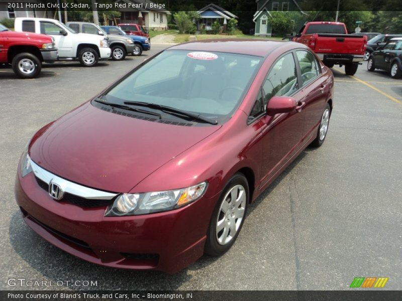 Tango Red Pearl / Beige 2011 Honda Civic LX Sedan
