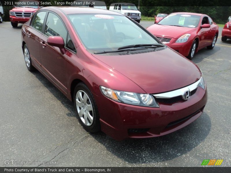 Tango Red Pearl / Beige 2011 Honda Civic LX Sedan