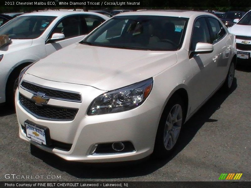 White Diamond Tricoat / Cocoa/Light Neutral 2013 Chevrolet Malibu ECO
