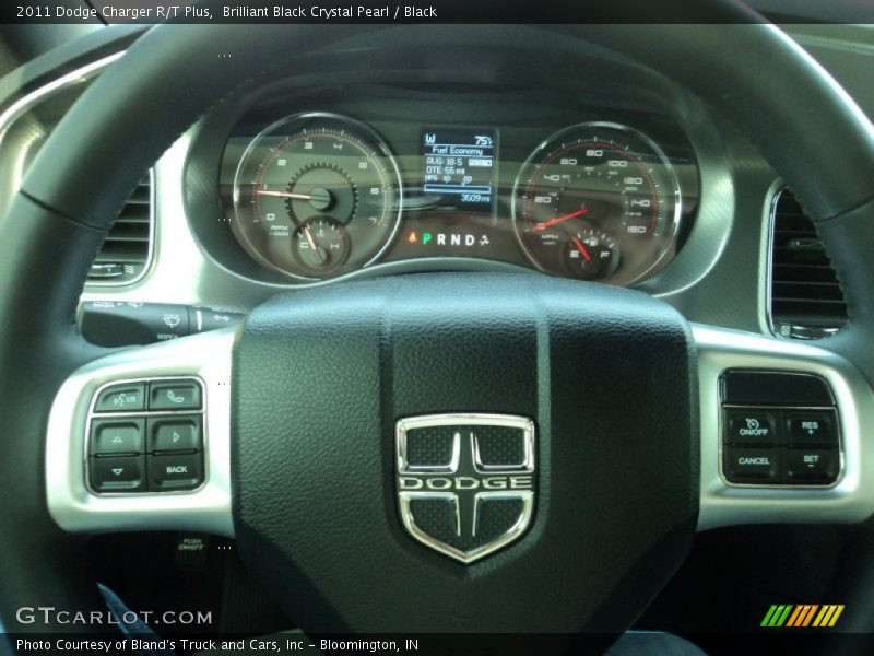 Brilliant Black Crystal Pearl / Black 2011 Dodge Charger R/T Plus