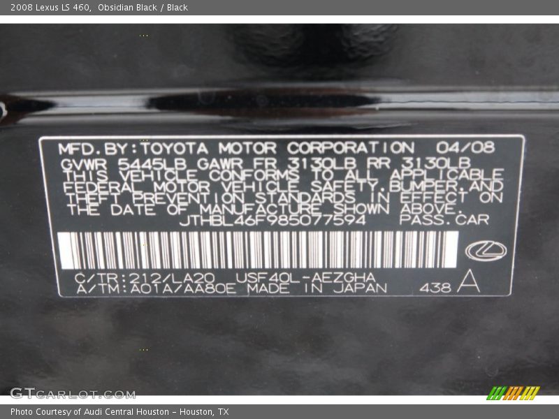 Obsidian Black / Black 2008 Lexus LS 460