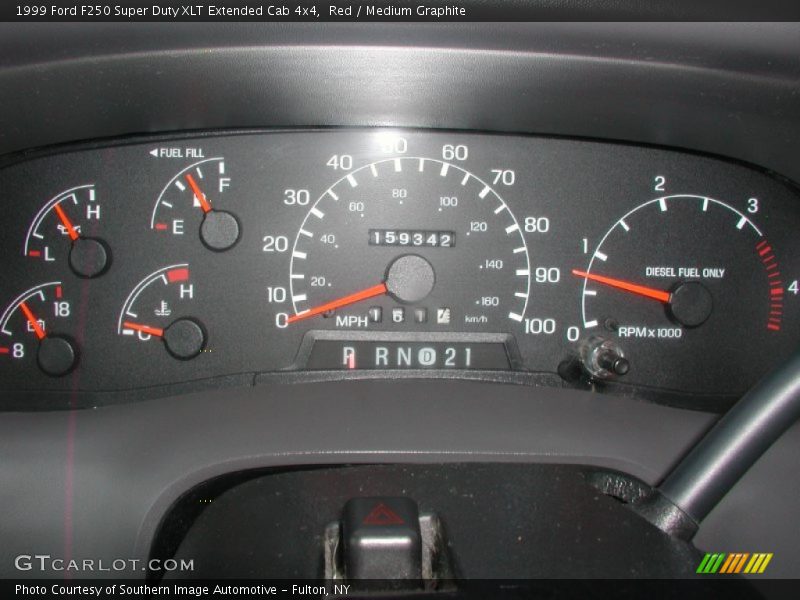 Red / Medium Graphite 1999 Ford F250 Super Duty XLT Extended Cab 4x4