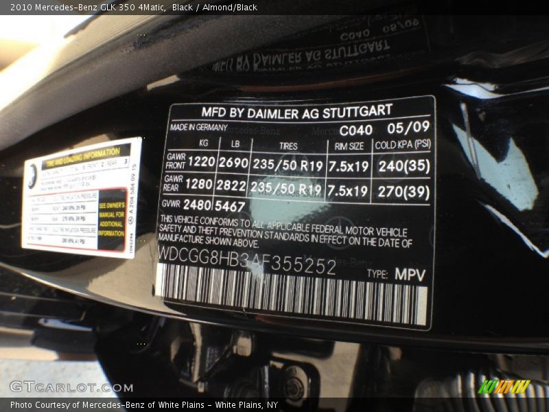 Black / Almond/Black 2010 Mercedes-Benz GLK 350 4Matic