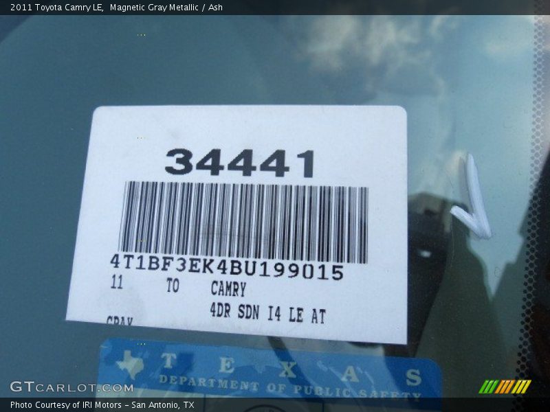 Magnetic Gray Metallic / Ash 2011 Toyota Camry LE