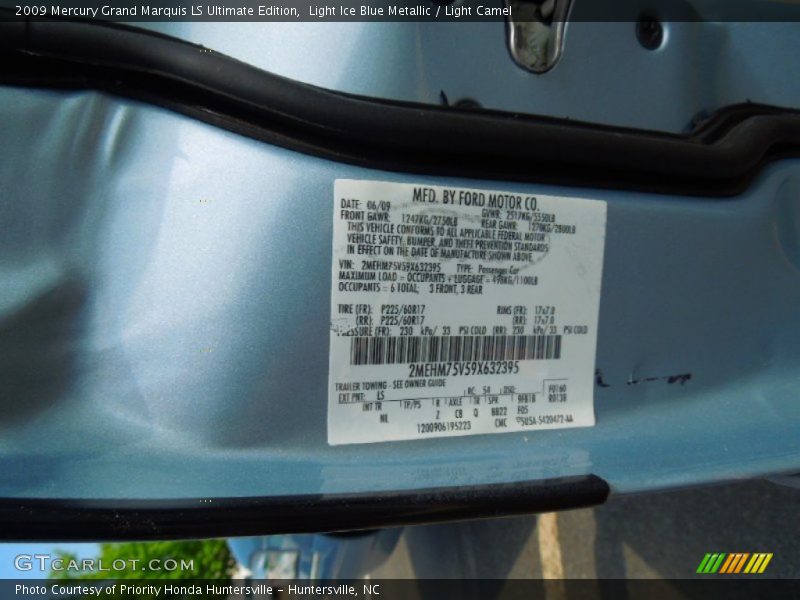 2009 Grand Marquis LS Ultimate Edition Light Ice Blue Metallic Color Code LS