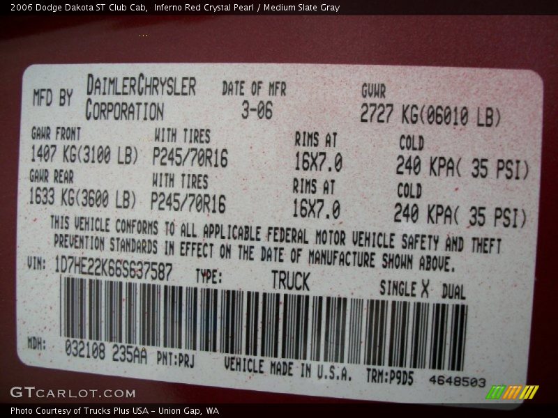 Inferno Red Crystal Pearl / Medium Slate Gray 2006 Dodge Dakota ST Club Cab