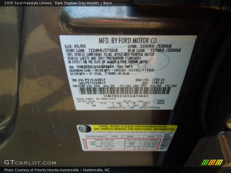 2005 Freestyle Limited Dark Shadow Grey Metallic Color Code CX