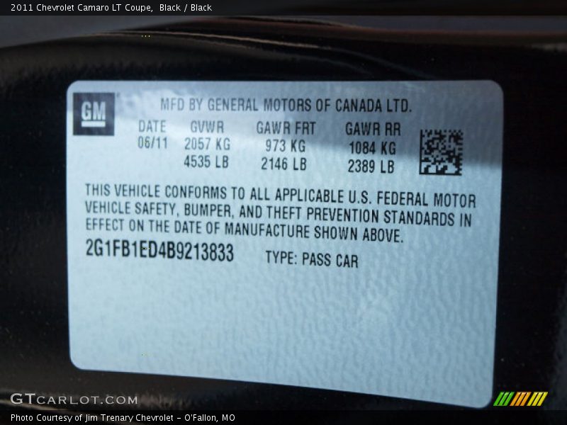 Black / Black 2011 Chevrolet Camaro LT Coupe