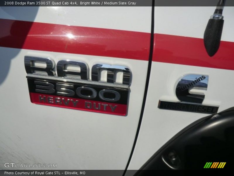 Bright White / Medium Slate Gray 2008 Dodge Ram 3500 ST Quad Cab 4x4