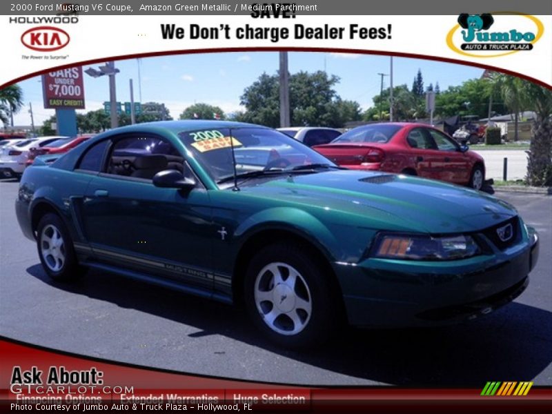 Amazon Green Metallic / Medium Parchment 2000 Ford Mustang V6 Coupe