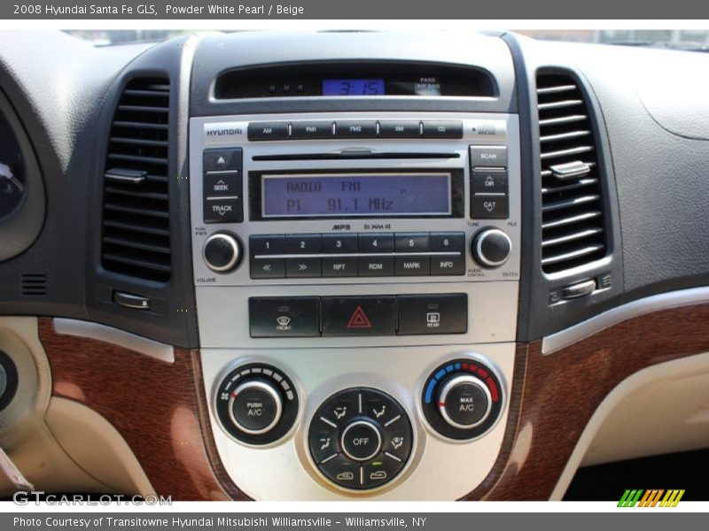 Powder White Pearl / Beige 2008 Hyundai Santa Fe GLS