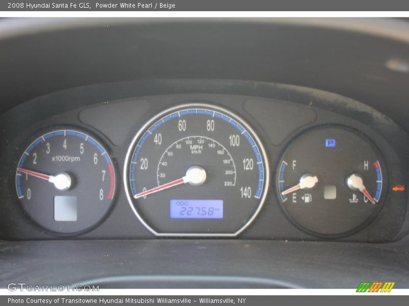 Powder White Pearl / Beige 2008 Hyundai Santa Fe GLS