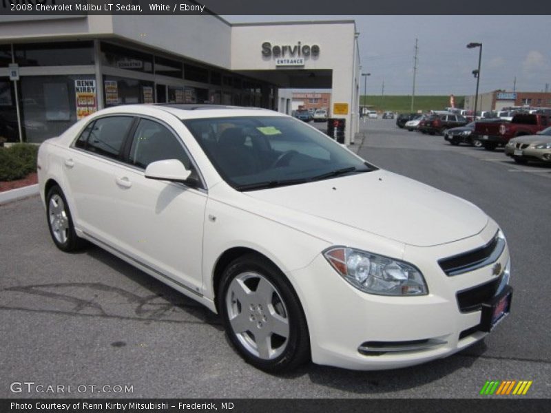 White / Ebony 2008 Chevrolet Malibu LT Sedan