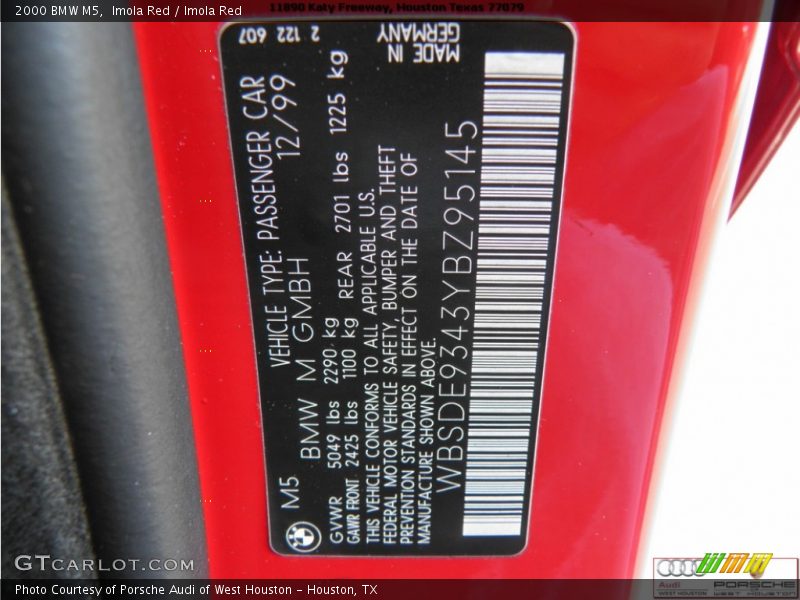 Imola Red / Imola Red 2000 BMW M5