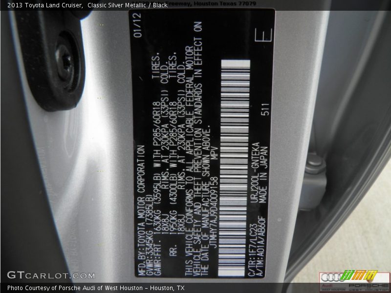 Classic Silver Metallic / Black 2013 Toyota Land Cruiser