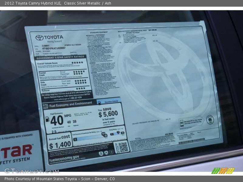 Classic Silver Metallic / Ash 2012 Toyota Camry Hybrid XLE