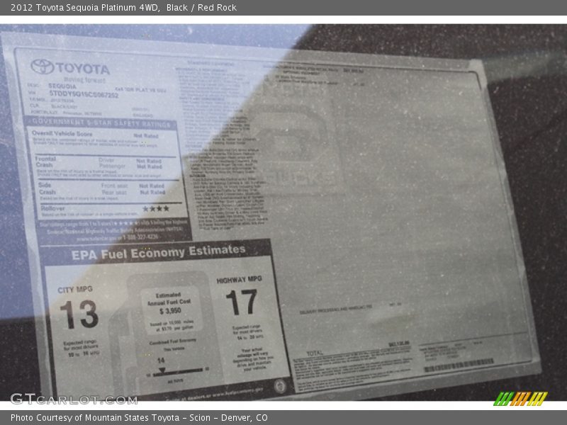 Black / Red Rock 2012 Toyota Sequoia Platinum 4WD