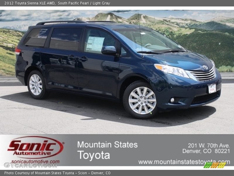 South Pacific Pearl / Light Gray 2012 Toyota Sienna XLE AWD