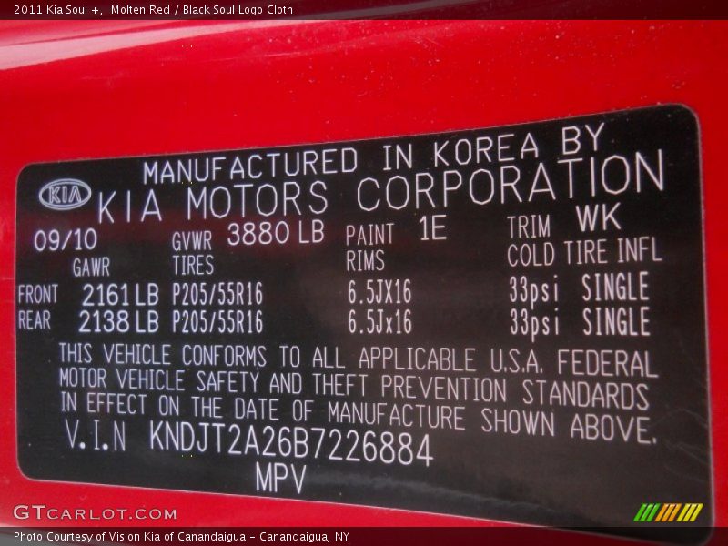 Molten Red / Black Soul Logo Cloth 2011 Kia Soul +