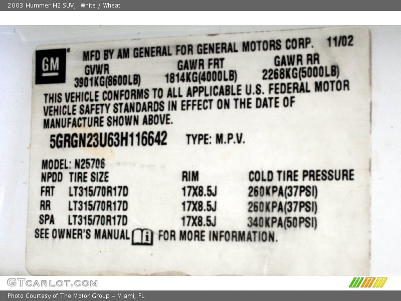 White / Wheat 2003 Hummer H2 SUV