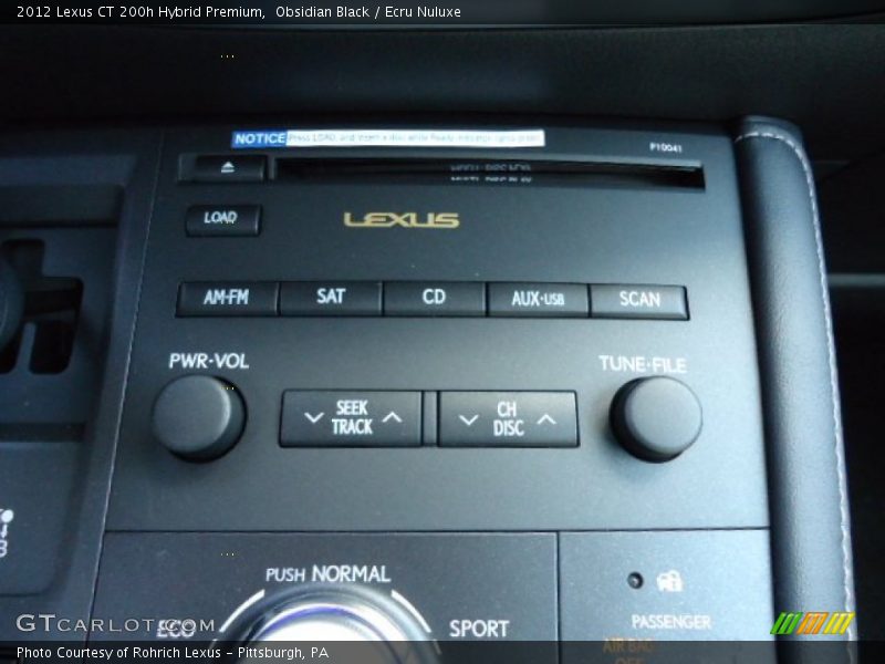 Obsidian Black / Ecru Nuluxe 2012 Lexus CT 200h Hybrid Premium
