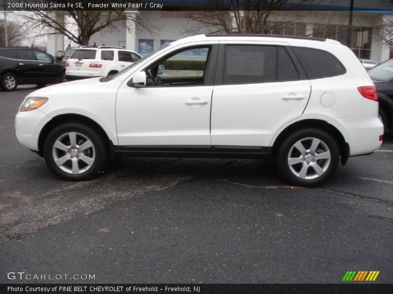 Powder White Pearl / Gray 2008 Hyundai Santa Fe SE