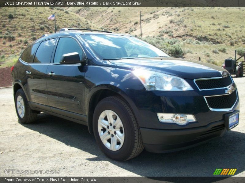 Dark Blue Metallic / Dark Gray/Light Gray 2011 Chevrolet Traverse LS AWD