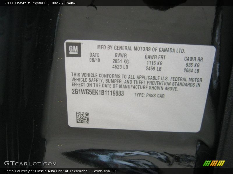 Black / Ebony 2011 Chevrolet Impala LT