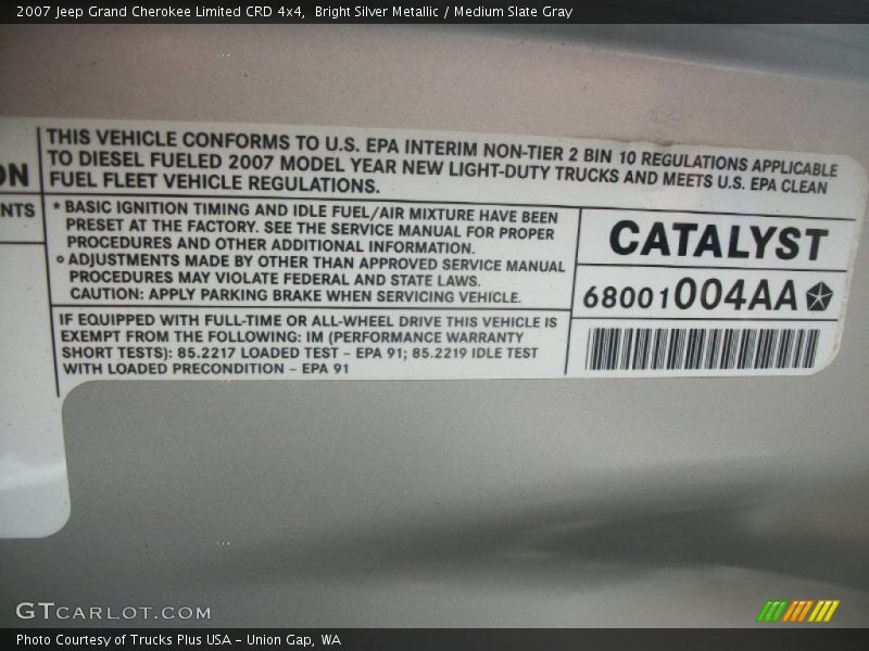 Bright Silver Metallic / Medium Slate Gray 2007 Jeep Grand Cherokee Limited CRD 4x4