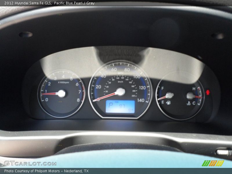 Pacific Blue Pearl / Gray 2012 Hyundai Santa Fe GLS
