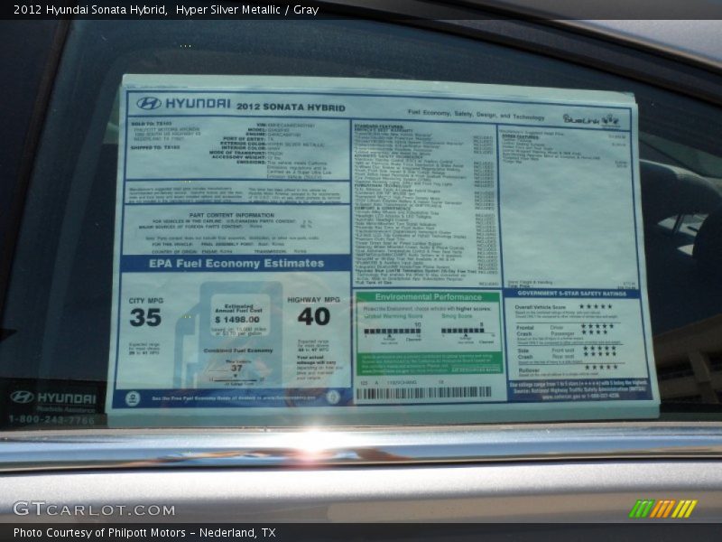 Hyper Silver Metallic / Gray 2012 Hyundai Sonata Hybrid