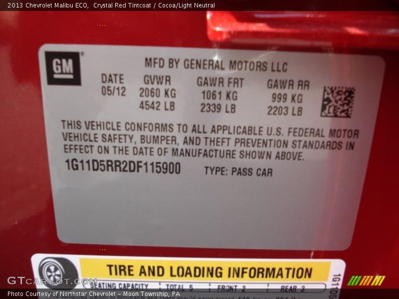 Crystal Red Tintcoat / Cocoa/Light Neutral 2013 Chevrolet Malibu ECO