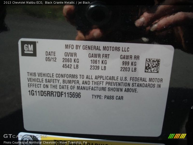 Black Granite Metallic / Jet Black 2013 Chevrolet Malibu ECO