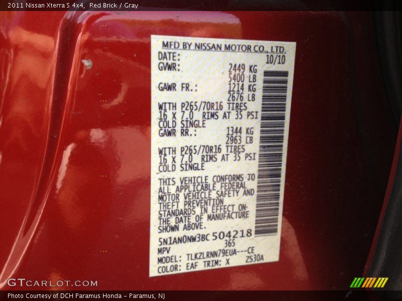 Red Brick / Gray 2011 Nissan Xterra S 4x4