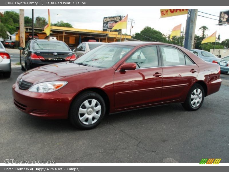 Salsa Red Pearl / Taupe 2004 Toyota Camry LE