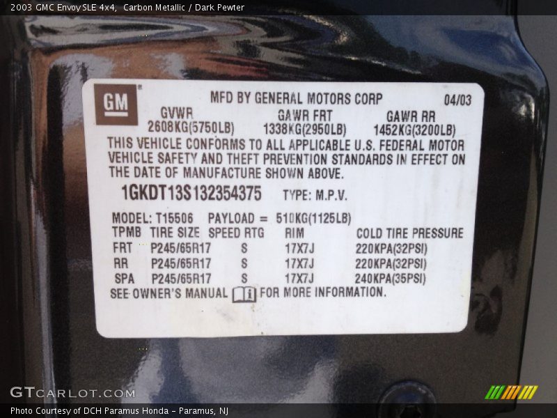 Carbon Metallic / Dark Pewter 2003 GMC Envoy SLE 4x4